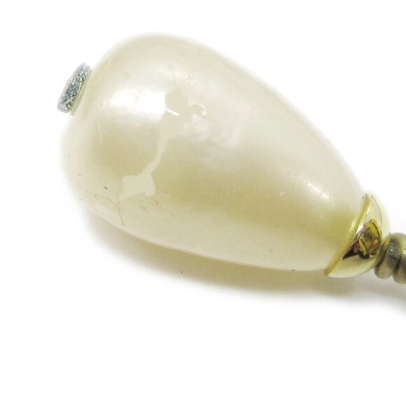 Chanel Artificial Pearl Dangle Earrings Clip-On Black 94A - Picture 5 of 6